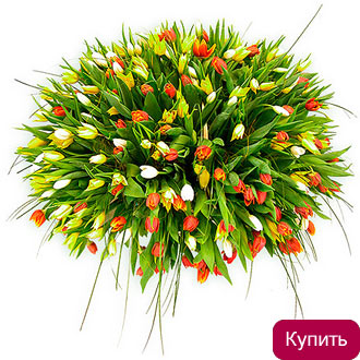 VIP корзина из ярких тюльпанов 201 301 тюльпан в корзине
