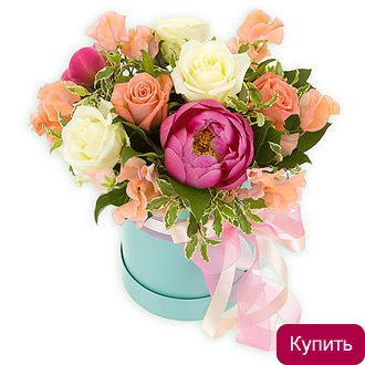 Пионы в шляпной коробке