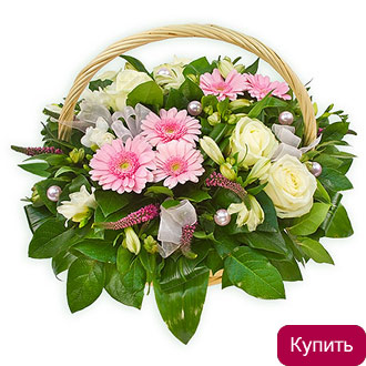 Цветочная корзина с гортензией в Вологде Цветочная корзина с гортензией
