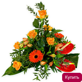 Розы и герберы в композиции