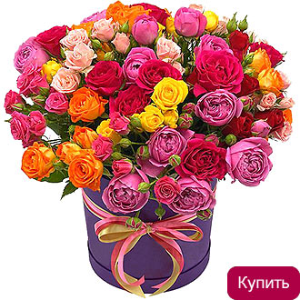 Кустовая роза в шляпной коробке