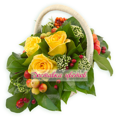 Корзина из желтых роз